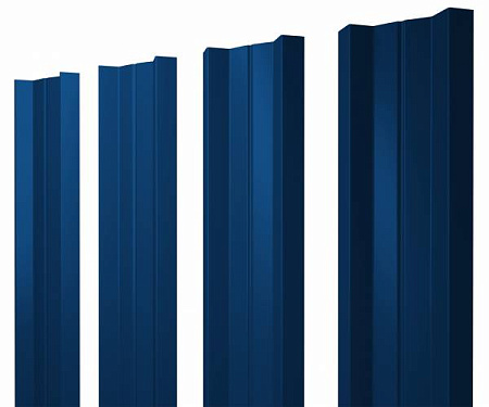 Штакетник металлический Grand Line (Гранд Лайн), М-образный с прямым резом, PE 0.45, цвет RAL 5005 (синий)