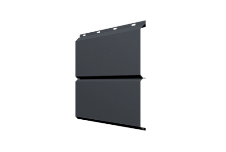 Металлический сайдинг Гранд Лайн / Grand Line профиль ЭкоБрус новый, Drap ТХ 0,45 двухсторонний с пленкой, RAL 7024 мокрый асфальт