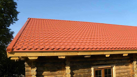 Металлочерепица Гранд Лайн / Grand Line, коллекция Kvinta plus, 0,5 Satin Zn 140, цвет RAL 8004 (терракота)