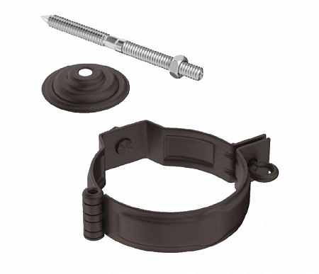 Декоративный хомут трубы под метиз (с комплектом крепления) D100 Aquasystem Pural Matt, RR 32 темно-коричневый