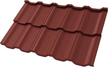 Металлочерепица Гранд Лайн / Grand Line, коллекция Kvinta Уно (модульная), 0.5 Satin Zn 140, цвет RAL 3009 (оксидно-красный)