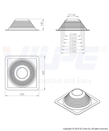 Roofseal - 4/7 уплотнитель Ø 150-280 мм Vilpe (Вилпе) черный