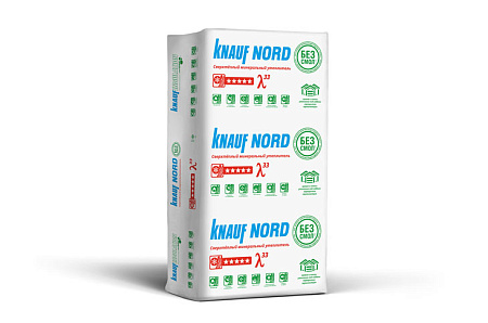 Утеплитель ТеплоKNAUF NORD 033 универсальный 25 кг/м3, 100х600х1250 мм, упаковка 0,45 м3 (6 плит)