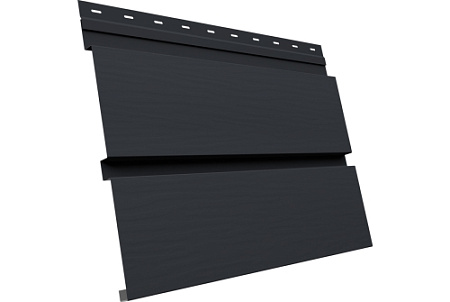 Металлический сайдинг Гранд Лайн / Grand Line профиль Квадро Брус 3D, Сатин матовый 0.5 с пленкой, цвет Ral 7024 (мокрый асфальт)