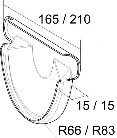 Заглушка желоба 150 мм Гранд Лайн Grand Line PU, цвет Ral 7024 (мокрый асфальт)