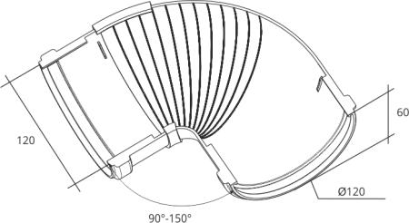 Угол желоба составной 90-150º ПВХ Grand Line 120 мм, RR 32 коричневый
