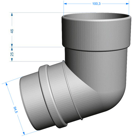 Колено 72° Docke LUX цвет пломбир (RAL 9003)