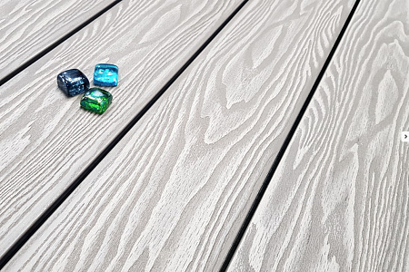 Террасная доска Смарт 3D Terrapol / Террапол ДПК полнотелая без паза, 4000х130х24 мм, цвет дуб беленый