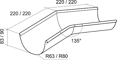 Угол желоба внутренний 135º 150 мм Гранд Лайн Grand Line PU, цвет Ral 9003 (белый)
