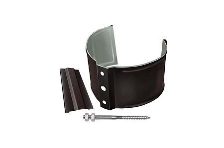 Кронштейн трубы на кирпич, круглый D125/90 Grand Line PE Matt, RR 32 темно-коричневый