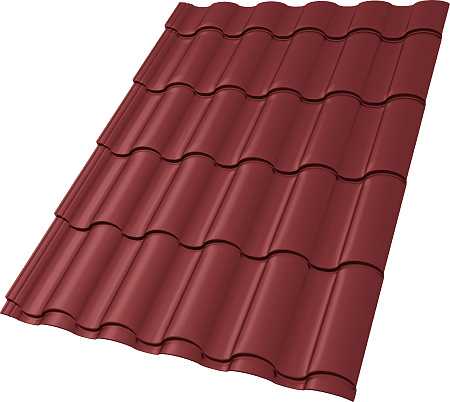 Металлочерепица Гранд Лайн / Grand Line, коллекция Kredo, 0.5 Satin Zn 140, цвет RAL 3011 (красно-коричневый)