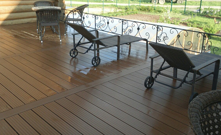 Террасная доска Смарт Terrapol / Террапол ДПК пустотелая c пазом, 3000х130х22 мм, цвет тик киото