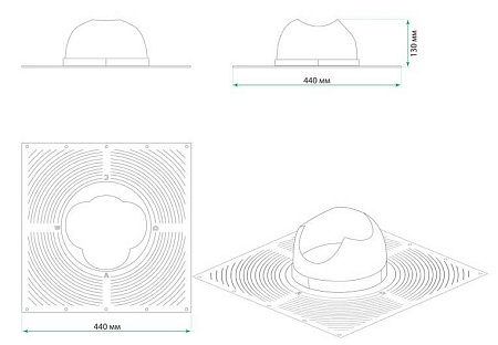 Проходной элемент Base-VT 110 Krovent (Кровент) для мягкой кровли, серый