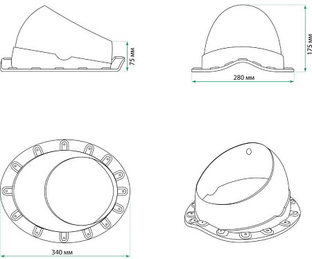 Проходной элемент Base-VT Wave 125/150 Krovent (Кровент) для металлочерепицы (Classic, Modern), зеленый