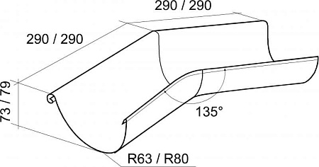 Угол желоба наружный 135º 150 мм Гранд Лайн Grand Line PU, цвет Ral 7024 (мокрый асфальт)