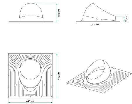 Проходной элемент Base-VT 125/150 Krovent (Кровент) для мягкой кровли, коричневый