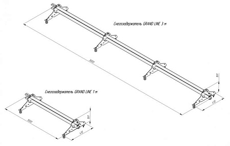 Снегозадержатель Grand Line (Гранд Лайн), трубчатый универсальный для металлочерепицы и мягкой кровли 3.0 м, цвет RAL 7004 (серый)