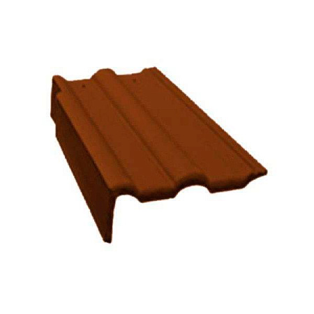 Боковая цементно-песчаная черепица Braas (Браас), левая, серия Франкфуртская, цвет темно-коричневый, 420х330 мм