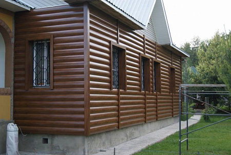 Металлический сайдинг Гранд Лайн / Grand Line профиль Блок-хаус new, Satin 0.5, цвет Ral 7024 (мокрый асфальт)