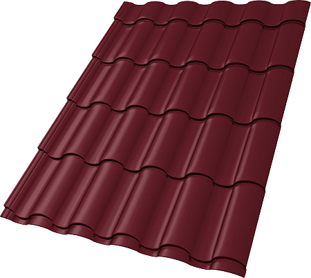 Металлочерепица Гранд Лайн / Grand Line, коллекция Kredo, 0.5 Satin Zn 140, цвет RAL 3005 (красное вино)