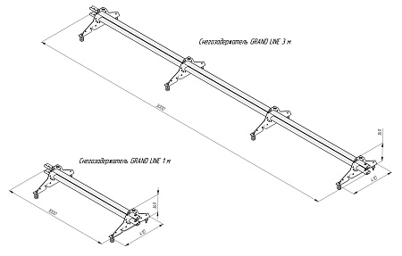 Снегозадержатель Grand Line (Гранд Лайн), трубчатый универсальный для металлочерепицы и мягкой кровли 1.0 м, цвет RAL 9005 (черный)