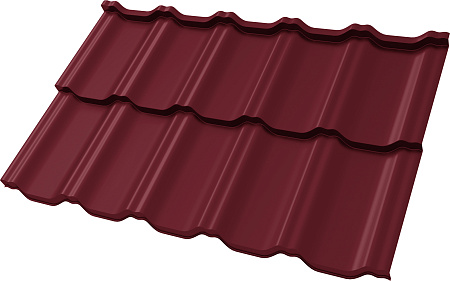 Металлочерепица Гранд Лайн / Grand Line, коллекция Kvinta Уно (модульная), 0.5 Satin Zn 140, цвет RAL 3005 (красное вино)
