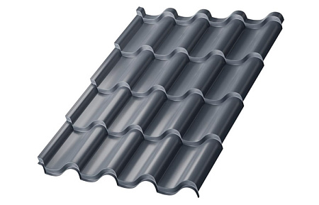 Металлочерепица Металл Профиль Монтерроса, NormanMP 0.5, серый графит RAL7024