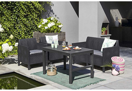 Стол Lyon rattan table Allibert (Аллиберт), цвет графит