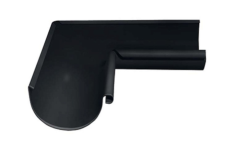 Угол желоба внешний полукруглый, 90° D125/90 Grand Line PE Matt, RAL 9005 черный