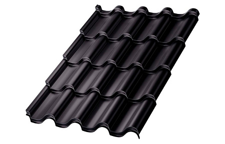Металлочерепица Металл Профиль Монтерроса, PURMAN 0.5, черный темный RAL9005