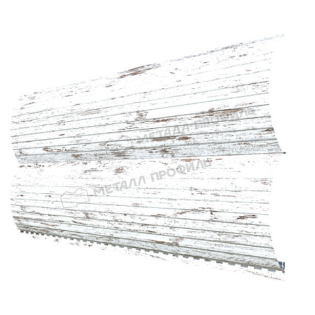 Металлический сайдинг Металл Профиль Woodstock Трапеция, 0.5 ECOSTEEL, беленый дуб