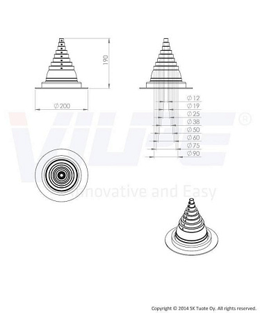 Roofseal - 1 комплект уплотнитель Ø 12-90 мм Vilpe (Вилпе) черный