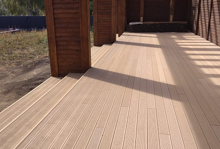 Террасная доска Смарт Terrapol / Террапол ДПК пустотелая c пазом, 3000х130х22 мм, цвет арахис