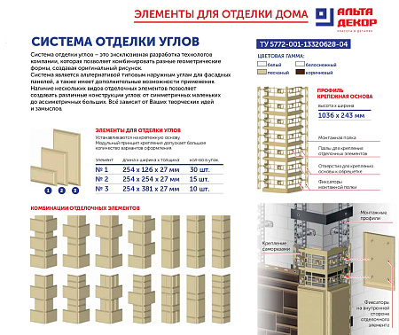 Отделочный элемент №2 Альта-Декор, 250х250 мм, белоснежный