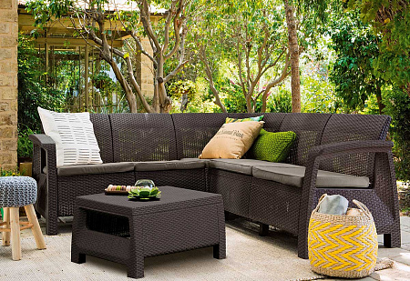 Угловой диван Corfu Relax set Allibert (Аллиберт), цвет коричневый Угловой диван Corfu Relax set Allibert (Аллиберт), цвет коричневый