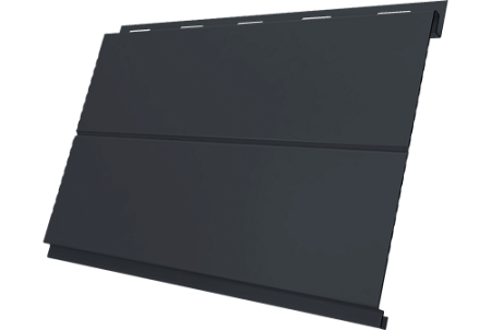 Металлический сайдинг Гранд Лайн / Grand Line профиль Вертикаль line, Drap ТХ двухсторонний 0.45 с пленкой, RAL 7024 (мокрый асфальт)