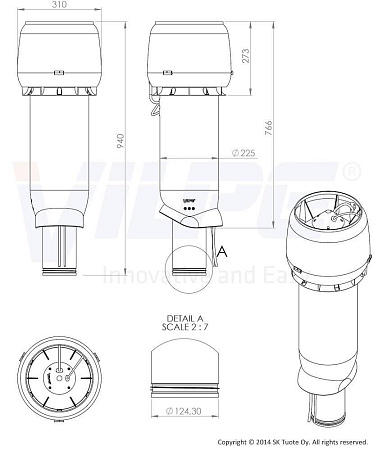Р-Вентилятор ECo 190/125/700 Vilpe (Вилпе) на постоянном токе, красный