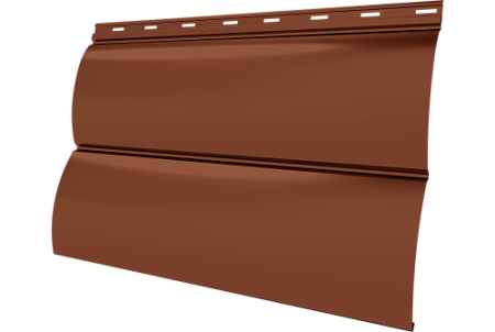 Металлический сайдинг Гранд Лайн / Grand Line профиль Блок-хаус новый, Сатин 0,5 матовый ТХ с пленкой, RAL 8004 терракота