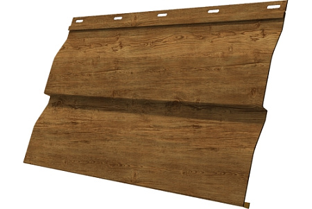 Металлический сайдинг Гранд Лайн / Grand Line профиль Корабельная доска, Принт Элит 0.45 с пленкой, цвет Золотой дуб TwinColor