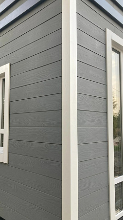 Фиброцементный сайдинг FCSPRO Вуд Клик, 3000x190x10 мм, серый в массе (под окраску)