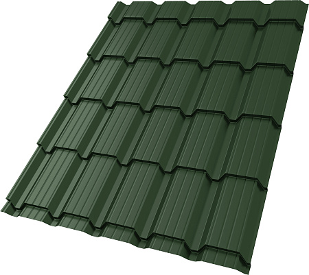 Металлочерепица Гранд Лайн / Grand Line Квадро Профи, 0.5 Satin Matt TX, RAL 6020 хромовая зелень