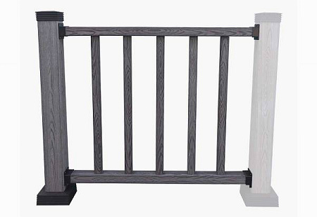 Комплект секции ограждения Holzhof Woodstyle / Хольцхоф (фактура дерева), длина 1 м.п, высотa 1 м, цвет коричневый