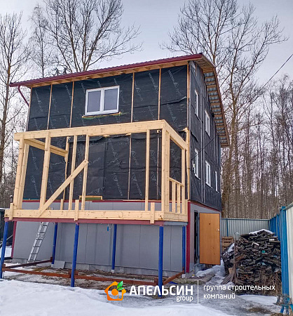 Монтаж фасада панелями Grand Line в пос. Синявино