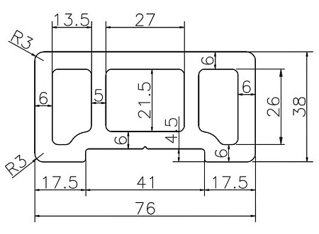 Перило POLIVAN DENPASAR 76х38х2900, черный