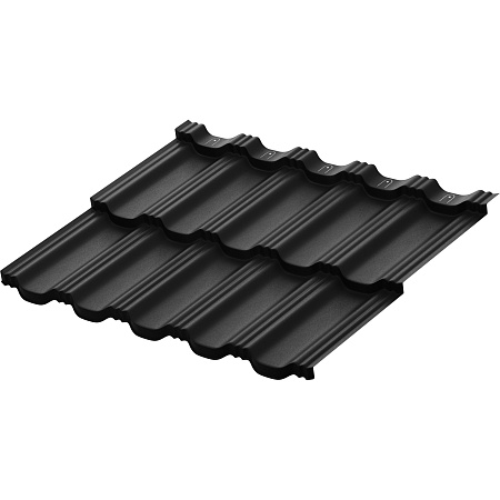 Металлочерепица модульная Aquasystem Гетеборг XXL, Rooftop Бархат, 1205х865 мм, RAL 9005 черный