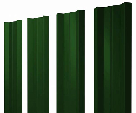 Штакетник металлический Grand Line (Гранд Лайн), М-образный с прямым резом, PE двс 0.45, цвет RAL 6005 (зеленый)