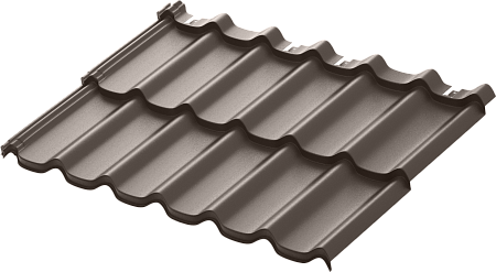 Металлочерепица модульная Aquasystem Стокгольм XXL, Rooftop Бархат, 1185х875 мм, RAL 8017 коричневый