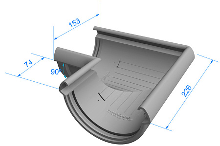 Угловой элемент 90° Docke LUX цвет графит (RAL 7024)