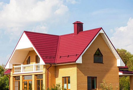 Металлочерепица Гранд Лайн / Grand Line, коллекция Classic, 0,5 Satin Matt Zn 180, цвет RAL 8004 (терракота)