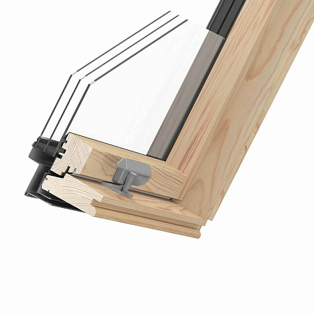 Деревянное двухкамерное мансардное окно с вентклапапном Dakea KAV B1500 F6A, 66x118